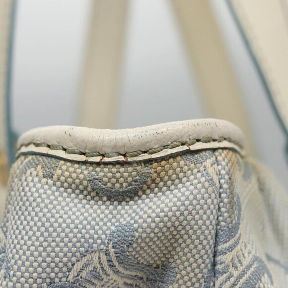 CELINE C Macadam Canvas Tote Bag Light Blue White gold Auth ar13244 - Picture 5 of 15